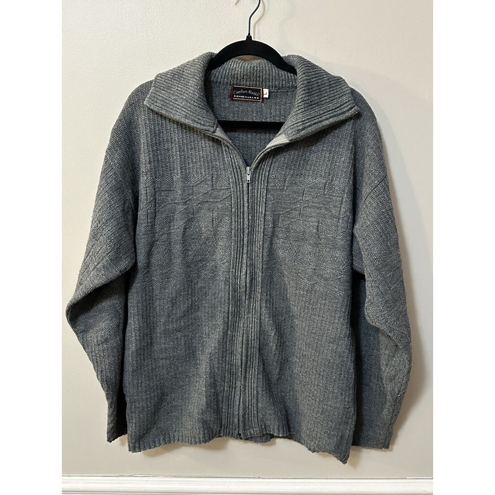 Vintage Women's Comfort‎ Knits Zip Up Sweater Gray Size Large